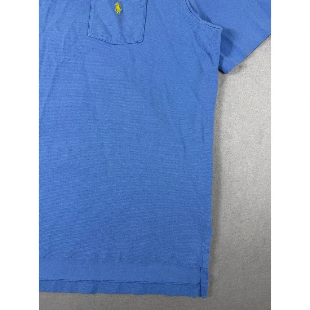 Polo Ralph Lauren Polo Shirt Mens XXL Blue Yellow Pony Pocket Short Sleeve Class